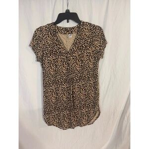 Old Navy Fitted Short Sleeve Blouse in Brown and Black